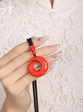 石方界朱砂吊坠女款项链