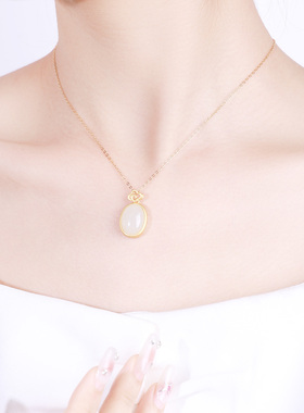 和田玉水滴吊坠项链女小方糖耳钉