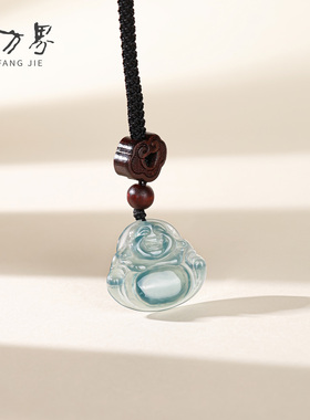 天然翡翠佛公吊坠生日礼物送女生