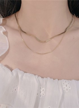 冷淡风蛇骨双层项链个性简约人手一条的锁骨链颈链网红博主项链女
