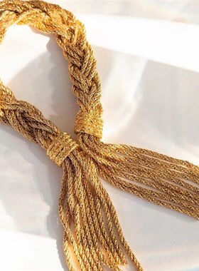 法国小众编织麻花流苏手链简约复古时尚轻奢中古做旧个性高级首饰