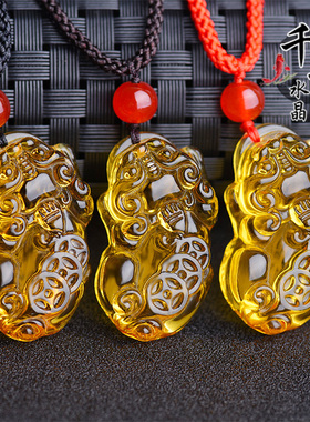 2022年新款黄水晶貔貅吊坠男士三钱貔恘女款招财吊坠