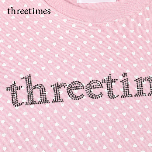 threetimes2026韩版粉色波点短袖T恤女甜辣修身显瘦露脐短上衣夏 - 图2