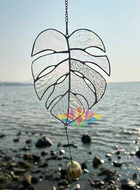 蒂芙尼彩色玻璃怪物叶手工焊接风铃教堂玻璃枫叶礼物