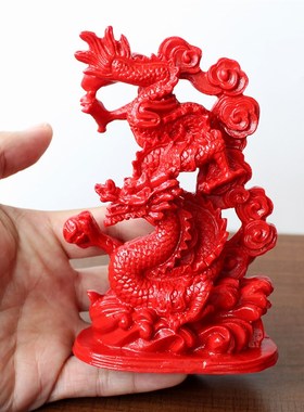 朱砂原矿开运吉祥物飞龙在天生肖龙属相小摆件家居书房招财工艺品