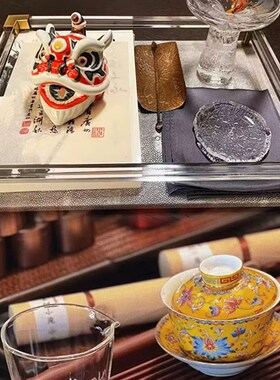 新中式舞狮醒狮子头装饰品摆件样板间书房客厅茶几博古架茶宠摆设