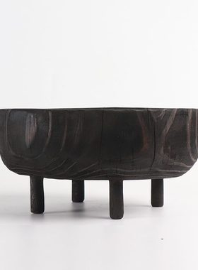 摆设盘圆形摆场展厅拖家居软装摆件客厅碳实木现代中式饰品茶几化