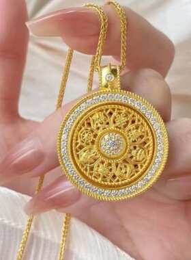 新中式铜合金八宝罗盘旋转项链