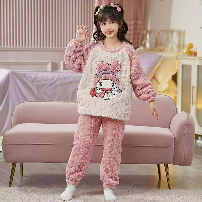 新款女童睡衣法兰绒秋冬季加绒加厚儿童女孩珊瑚绒保暖家居服套装,淘宝优惠券,粉丝福利购,淘宝优惠卷