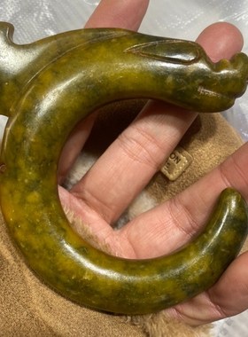 红山文化老玉古玉龙勾C龙玉猪龙挂件高古玉收藏