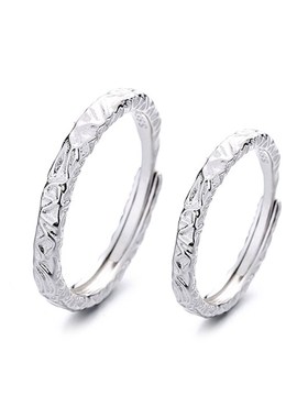 糖衣 999纯银情侣戒指男女一对手工开口简约对戒小众设计刻字礼物