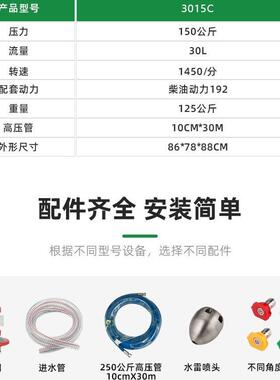 锐研150公斤30升柴油超高压清洗机管道疏通机冲地机市政物业小区