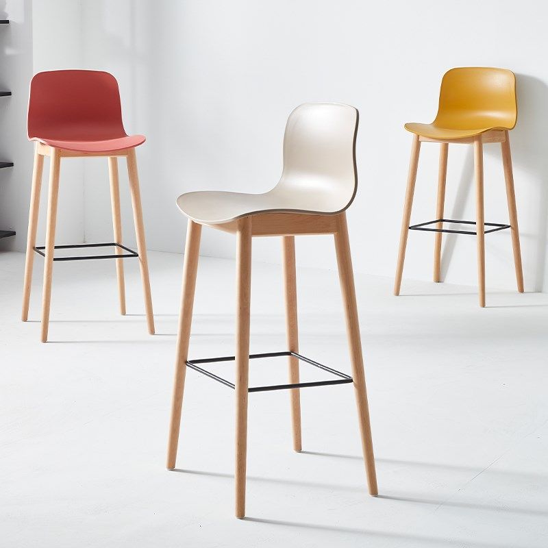 北欧实木吧台椅家用靠背高脚凳奶茶店吧椅现代简约高脚椅前台吧凳,淘宝优惠券,粉丝福利购,淘宝优惠卷