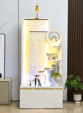 欧式流水喷泉水幕墙循环水落地加湿器摆件客厅招财风水轮开业礼物