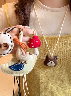 童趣可爱布艺毛衣项链女生秋冬日韩系时尚气质挂脖配饰百搭卫衣链
