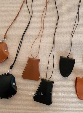 挂脖多功能皮革项链墨镜夹户外旅行便携眼镜钥匙耳机收纳挂绳配饰