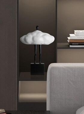 现奢简约轻代树脂云朵人物摆件卧室客玄样板房厅关电视柜家居装饰