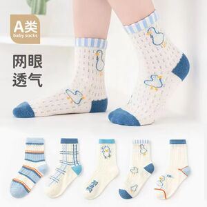 儿童袜子春夏季薄款男女童透气网眼宝宝春秋中筒袜短筒袜棉袜
