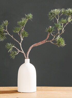仿花中式迎物松盆景摆件植客陶瓷花瓶套装客厅桌面装饰品假真松树