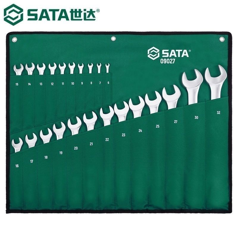 世达09027扳手工具23件全抛光两用扳手套装梅花开口扳手汽修扳子 - 图0