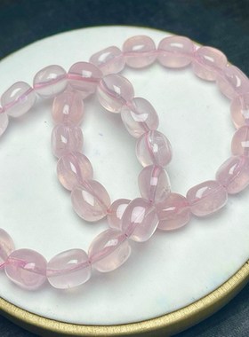 天然粉晶随形手链单圈女款粉水晶随意型手串简约温柔饰品礼物