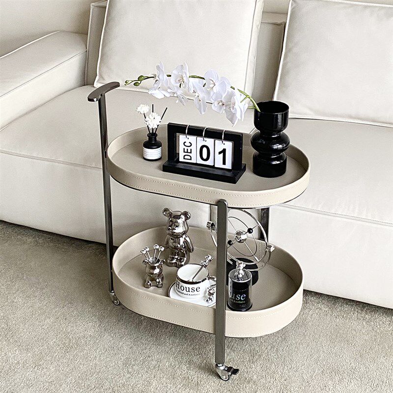 轻奢马鞍皮移动沙发边几小推车茶几客厅家用角几床头柜带轮置物架,淘宝优惠券,粉丝福利购,淘宝优惠卷