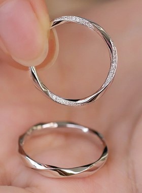 莫比乌斯环情侣戒指纯银对戒小众设计开口一对款生日礼物送男女友