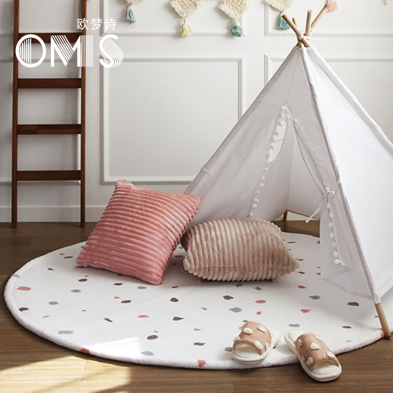 儿童房圆形地毯可爱卧室床边地毯帐篷地毯儿童房爬爬垫可机洗,淘宝优惠券,粉丝福利购,淘宝优惠卷