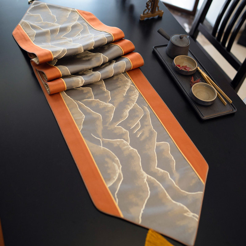 桌旗中式观山茶桌现简约轻奢高档餐桌茶几茶旗盖布布艺定制,淘宝优惠券,粉丝福利购,淘宝优惠卷