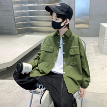 Boy shirt jacket Spring and autumn style Fried Street Children Clothes Autumn Clothing 2023 New CUHK Child Fall Shirt Tide Boy