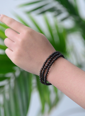 天然茶水晶手链108粒佛珠 男女手串海底轮清浊念珠新款情侣转运