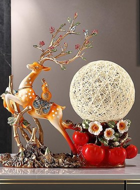 高档轻奢摆件玄关电视招财客厅事事带灯声控乔迁