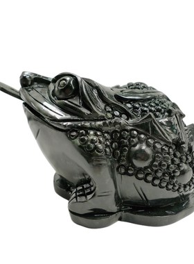 墨玉大号金蟾摆件招财客厅玄关装饰品三足蟾蜍开业收款台礼品