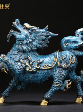 礼尚往来风火麒麟摆件一对招财送子踩八卦客厅装饰玄关柜摆设