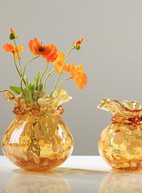 福袋琉璃花瓶艺术摆件可水培轻奢客厅样板间玄关餐桌插花花器装饰