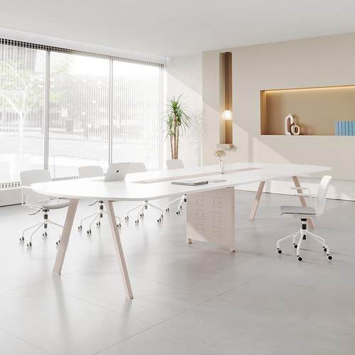 创意会议室桌长桌简约现代培训桌长条桌大小型洽谈桌椅组合工作台 - 图0