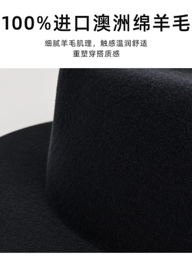 100%绵羊毛男士高级感秋冬礼帽潮