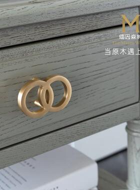 美式实木床头柜轻奢高级灰简约现代卧室床边柜全实木灰色收纳柜