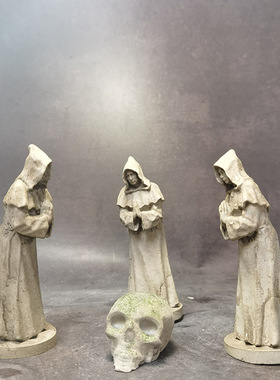 冬官手作 水泥混凝土花盆摆件鱼缸造景装饰品摆设传教士人像