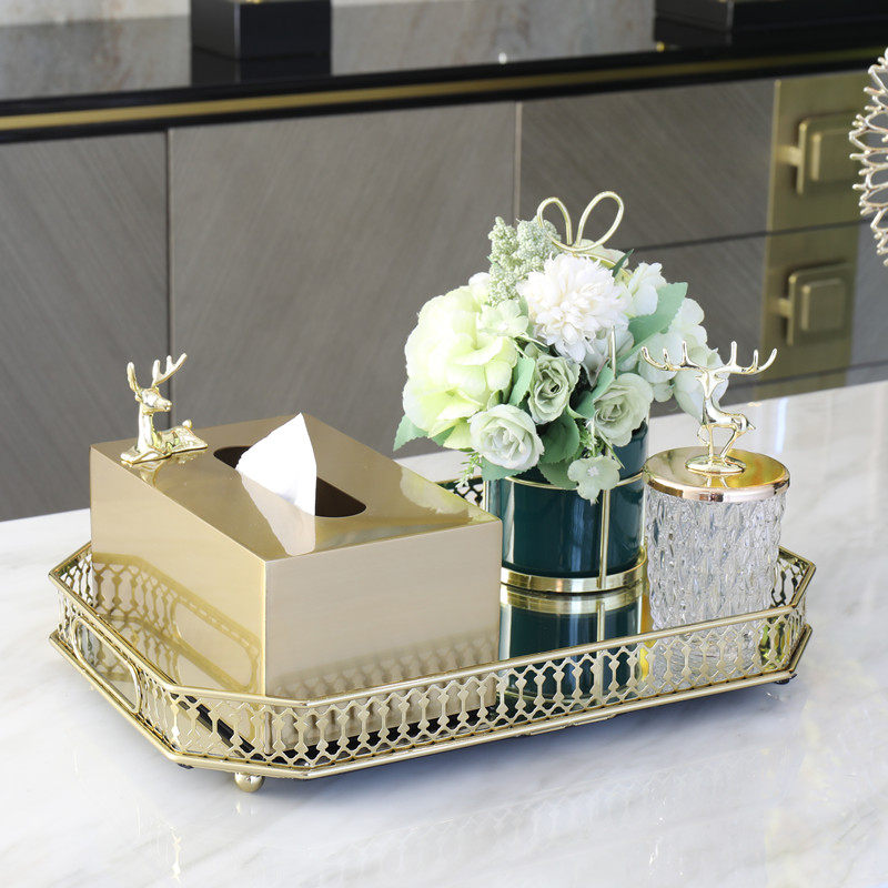 轻奢金属托盘纸巾盒糖果罐储物牙签盒家饰软装搭配套装装饰品,淘宝优惠券,粉丝福利购,淘宝优惠卷