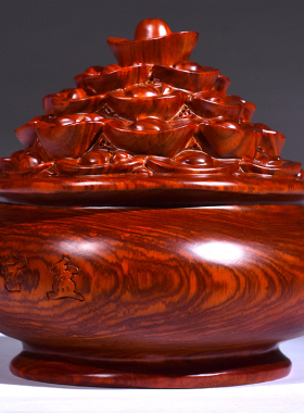 木雕刻聚宝盆摆件红木家居聚宝盆装饰店铺开业礼品赠品