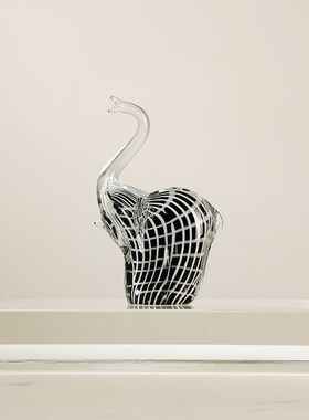 客代极简小象抽象方格琉璃摆件现厅玄关酒店办公高轻奢室档装饰品