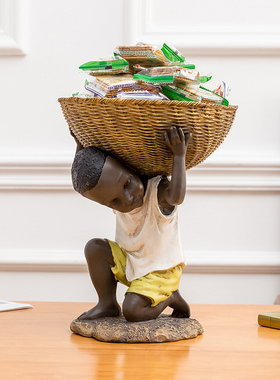 创意个性非洲人物纳孩笔筒收男摆用装饰实件礼物