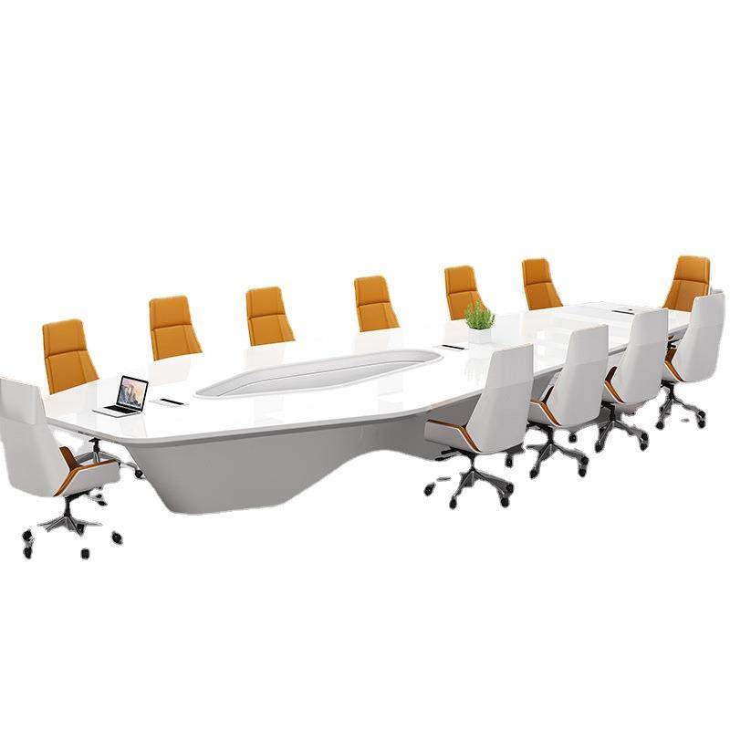 会议桌长桌简约现代时尚烤漆会议室桌椭圆形洽谈桌椅组合白色,淘宝优惠券,粉丝福利购,淘宝优惠卷