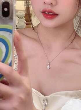 通体S925纯银水滴锆石项链配饰女轻奢小众高级感锁骨链颈链choker