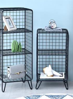 ns铁艺网格 网红落地书架家居沙发卧室床头收纳储物架
