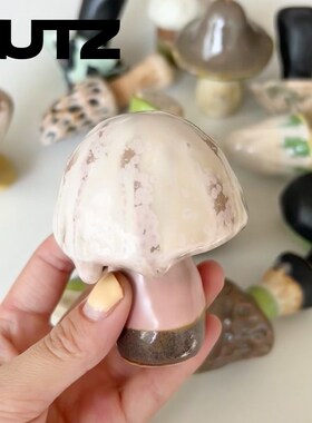 Z 手捏蘑菇摆件旷野呼告纯手工艺术釉可爱礼物装饰