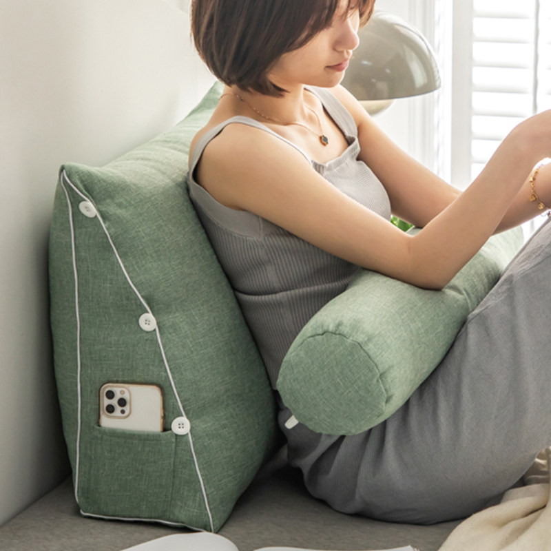 日式亚麻三角床头靠垫可调节头枕靠背卧室榻榻米护腰靠枕可拆洗,淘宝优惠券,粉丝福利购,淘宝优惠卷