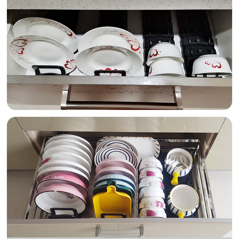 厨房拉篮用抽屉内置碗碟架盘碗架可调节台面收纳沥水,淘宝优惠券,粉丝福利购,淘宝优惠卷
