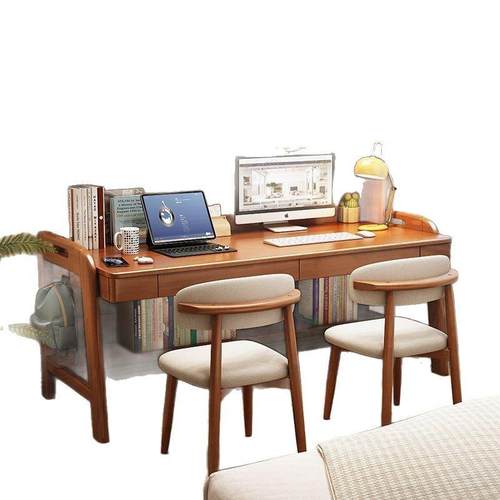 家庭实木儿童学习桌学生家用桌现代简约卧室长条桌写字桌双人书桌 - 图3